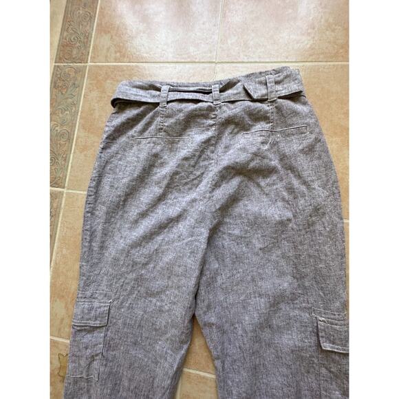 New without Tags! N  Y & Company 7th Ave Linen blend belt open leg Cargo Pant 12 - Picture 8 of 11